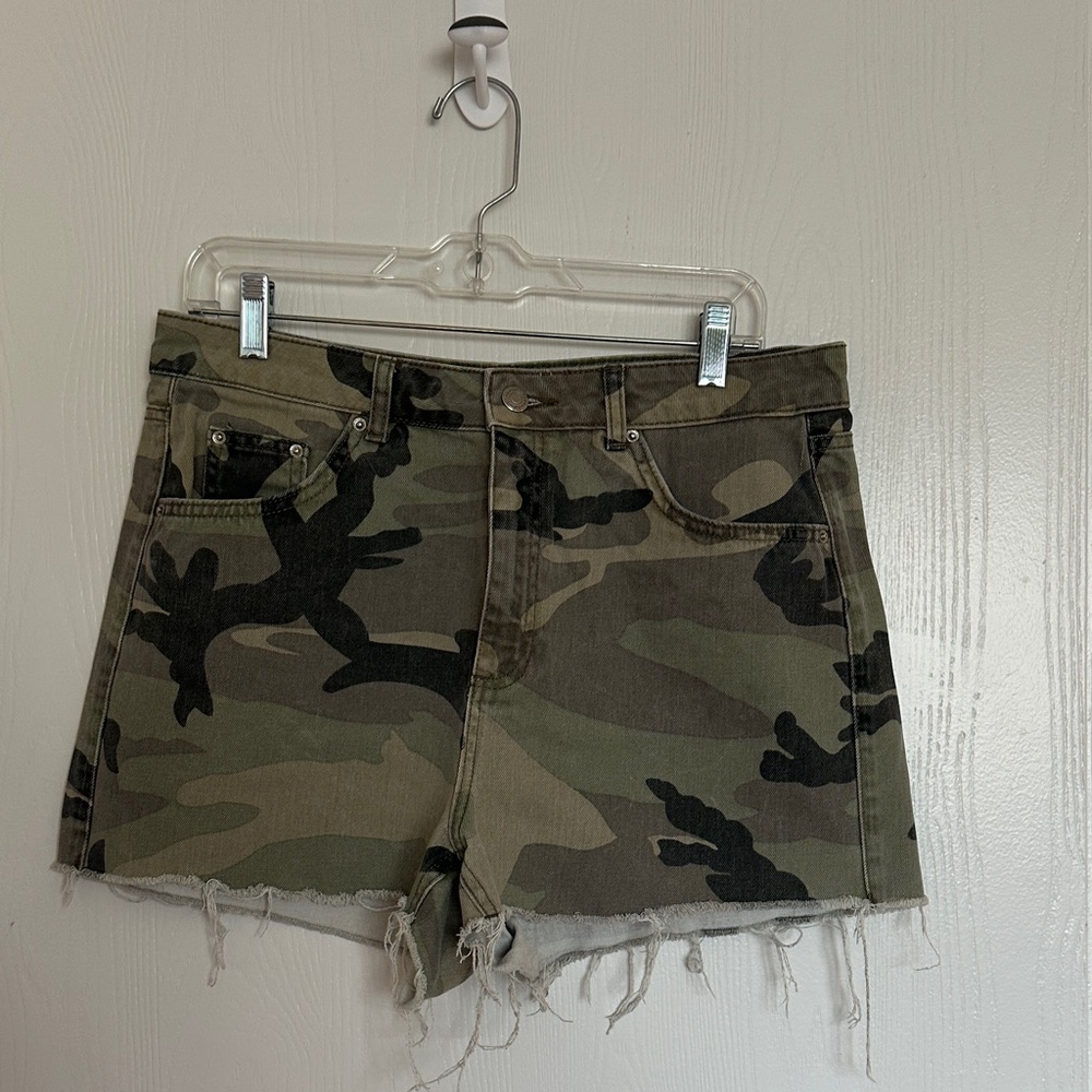 Topshop Camouflage Cutoff Shorts